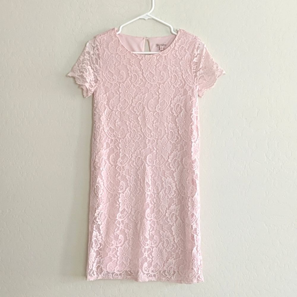Juicy Couture Pink Lace Short Sleeve Dress - Size XS